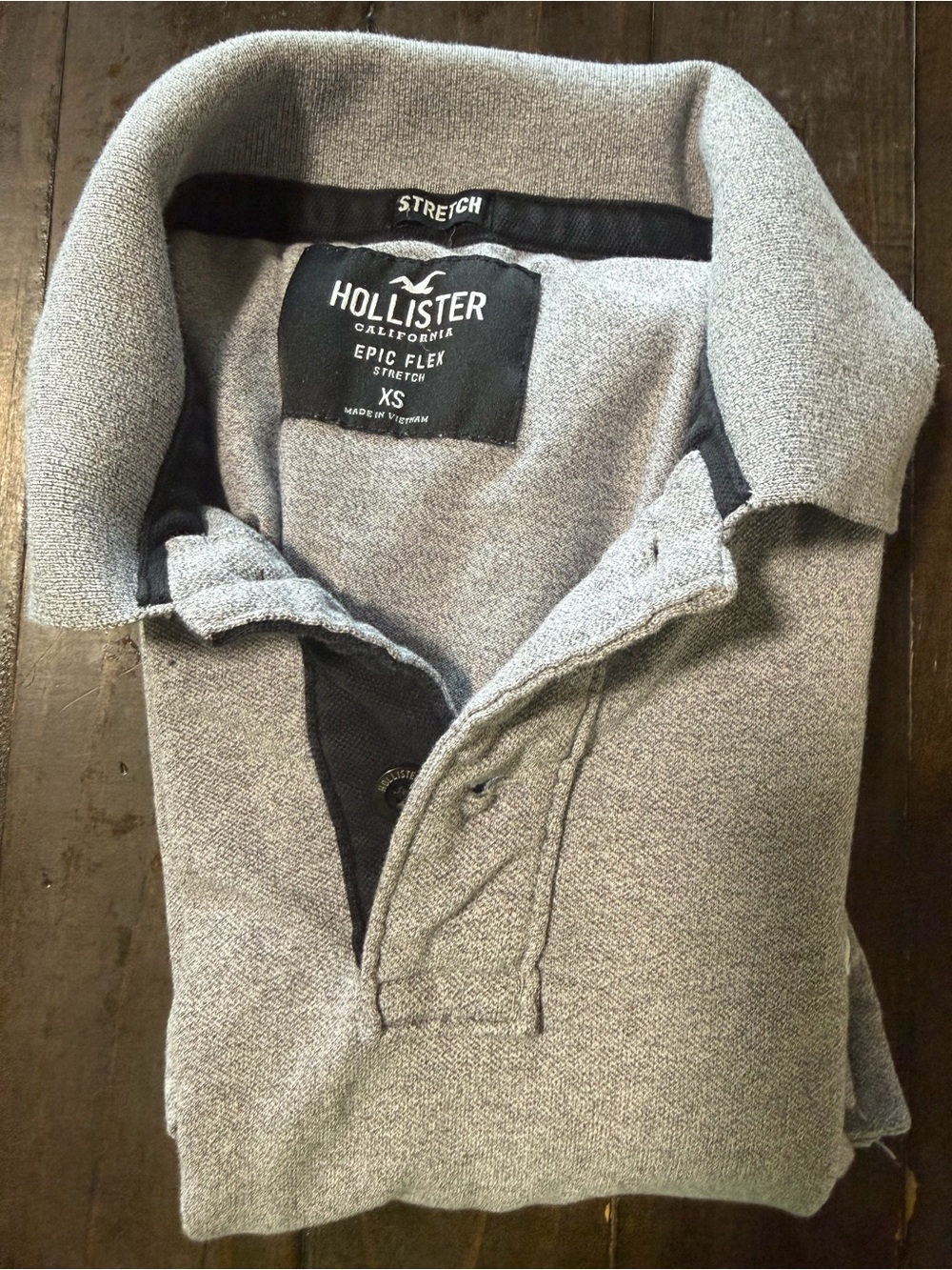 Hollister Light Gray Polo with Contrast Placket - Picture 2 of 3